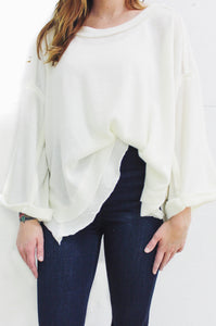 Raw Edge Bell Sleeve Top