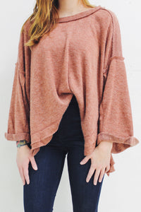 Raw Edge Bell Sleeve Top