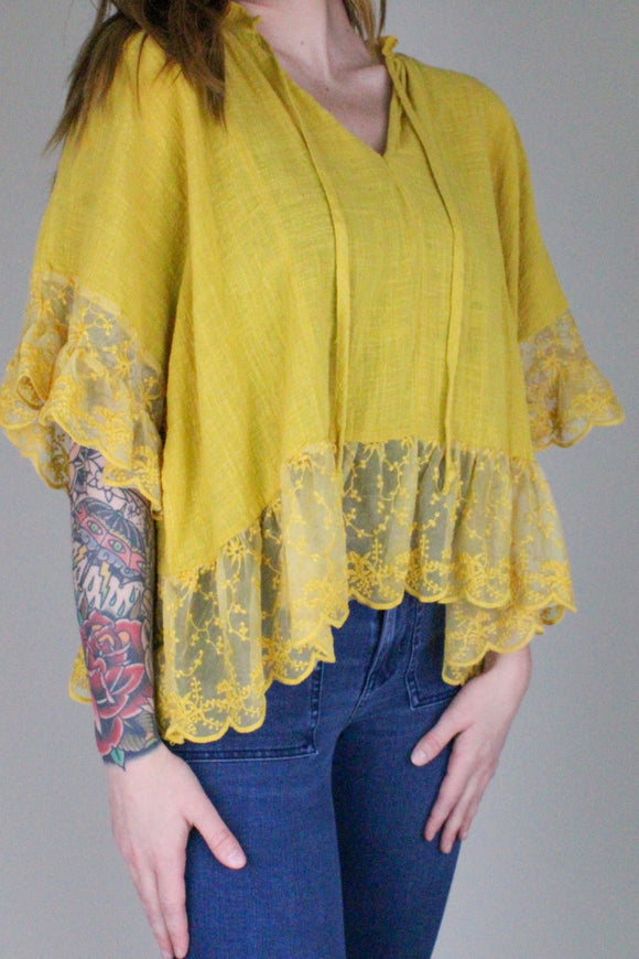 Ruffled Lace Trim Top